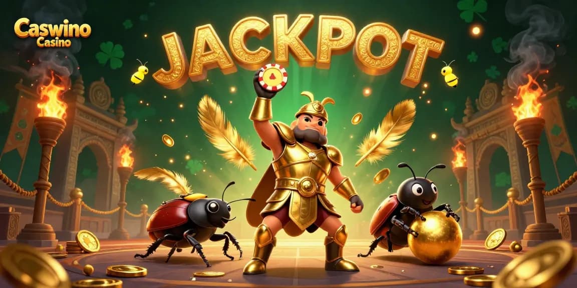 Experience excitement at Caswino Casino with this vivid illustration celebrating victory and jackpots.