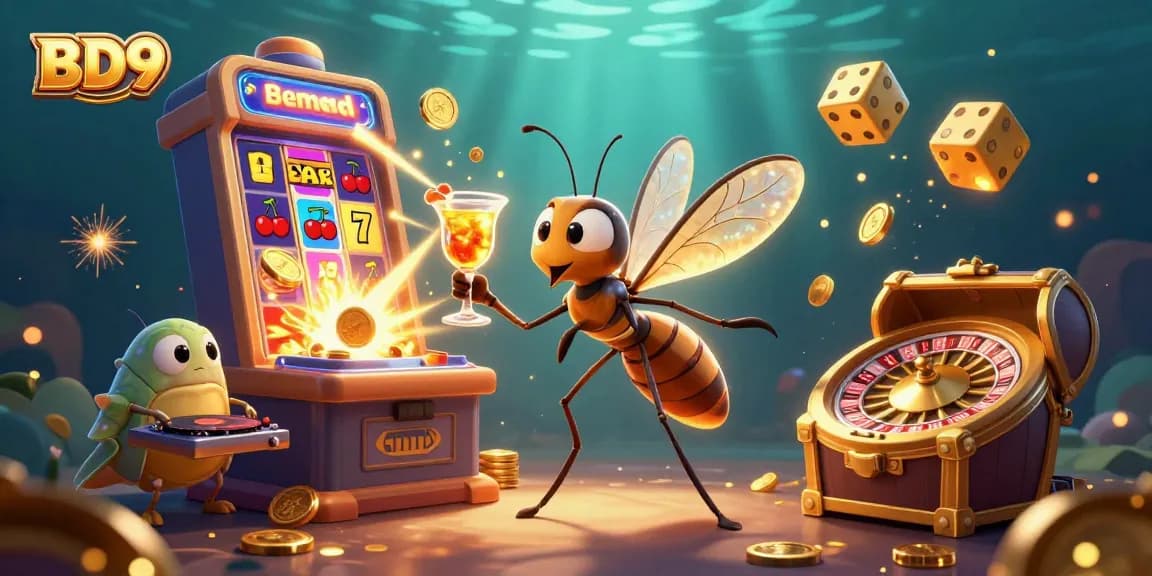 Experience excitement with BD9's vibrant 3D casino scene, showcasing thrilling elements from slots and live games.