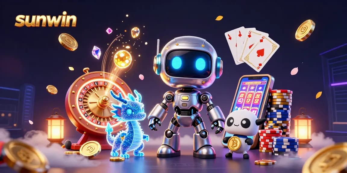 Experience thrilling wins at sunwin with vibrant casino elements and engaging characters.