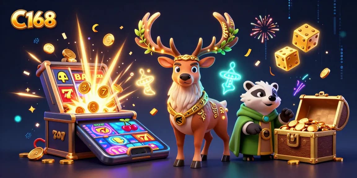 Experience the excitement of C168 with vibrant casino elements and enchanting characters.