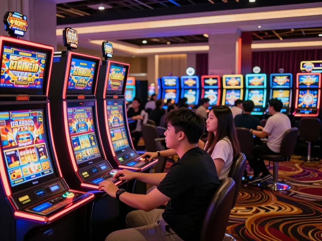 Engaging players experiencing the excitement of slot gacor on a colorful casino floor.