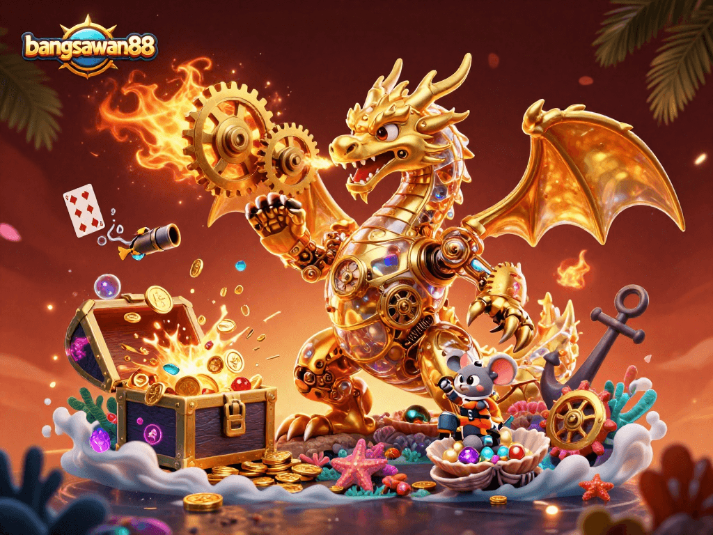 Experience the excitement of bangsawan88 with a vibrant 3D casino scene full of thrilling gaming elements.
