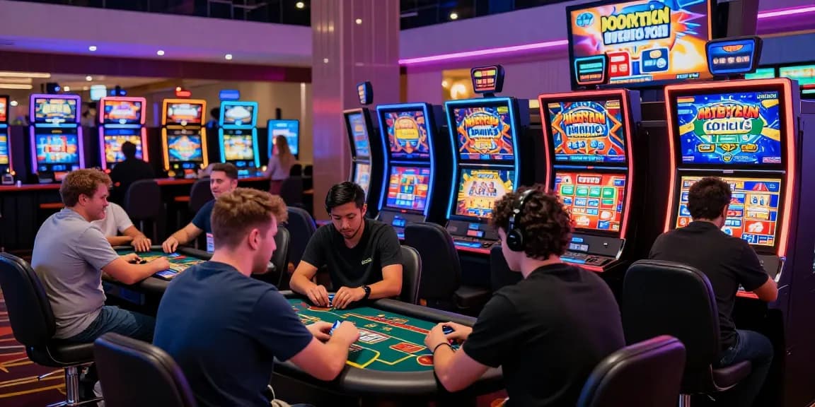 Players engaging at vibrant casinos that accept credit cards, enjoying diverse games and promotions.