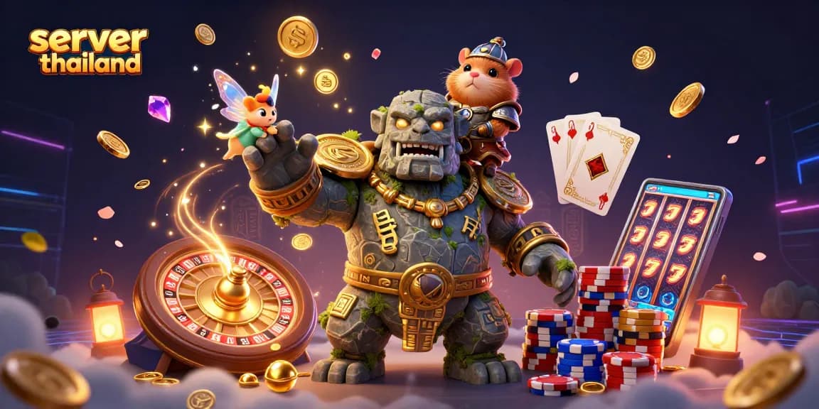 Experience thrilling gaming with server thailand showcasing a dynamic 3D illustration of a casino adventure!