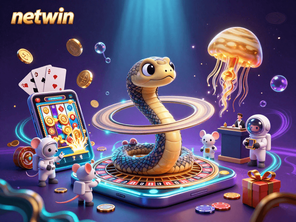 Place bets with netwin on a cosmic roulette scene featuring playful astronaut mice and a golden jellyfish dealer.