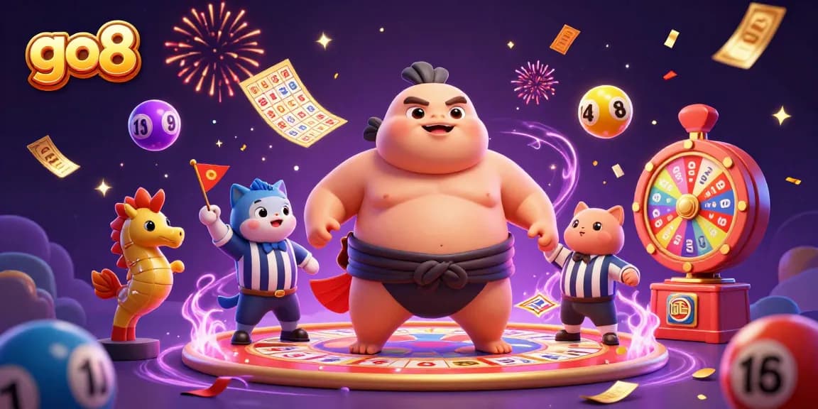 Spin your way to wins with Go8’s vibrant prize scene, showcasing dynamic lottery excitement.