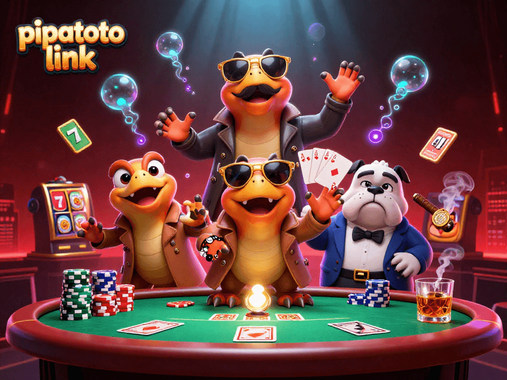Engage in the thrilling world of gambling with pipatoto link, featuring cartoon raptors and poker elements.