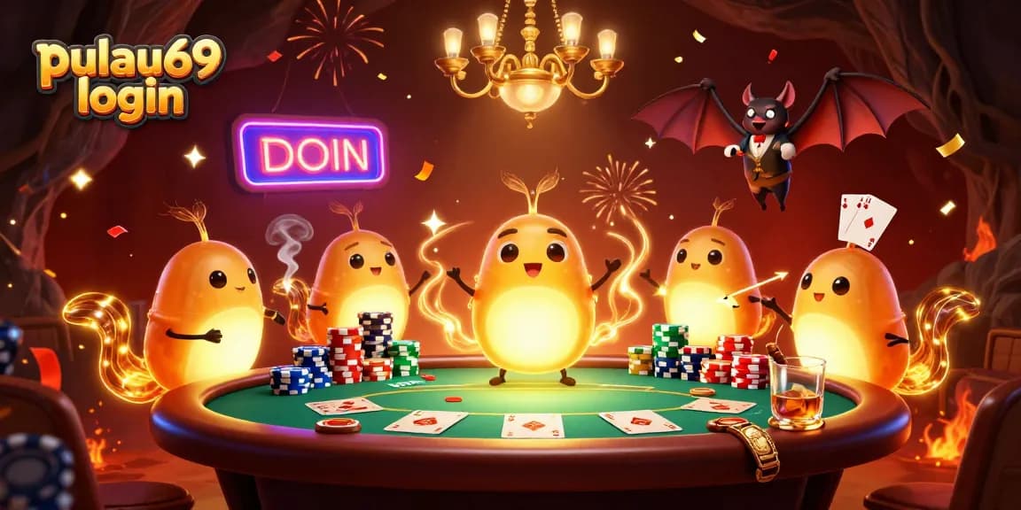 Experience the excitement of pulau69 login with vibrant glowworms illuminating a thrilling cave casino.