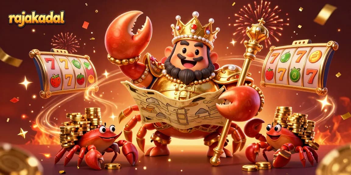 Permainan slot di rajakadal menampilkan kepiting emas raksasa dan chip emas, siap membawa Anda menuju kemenangan.