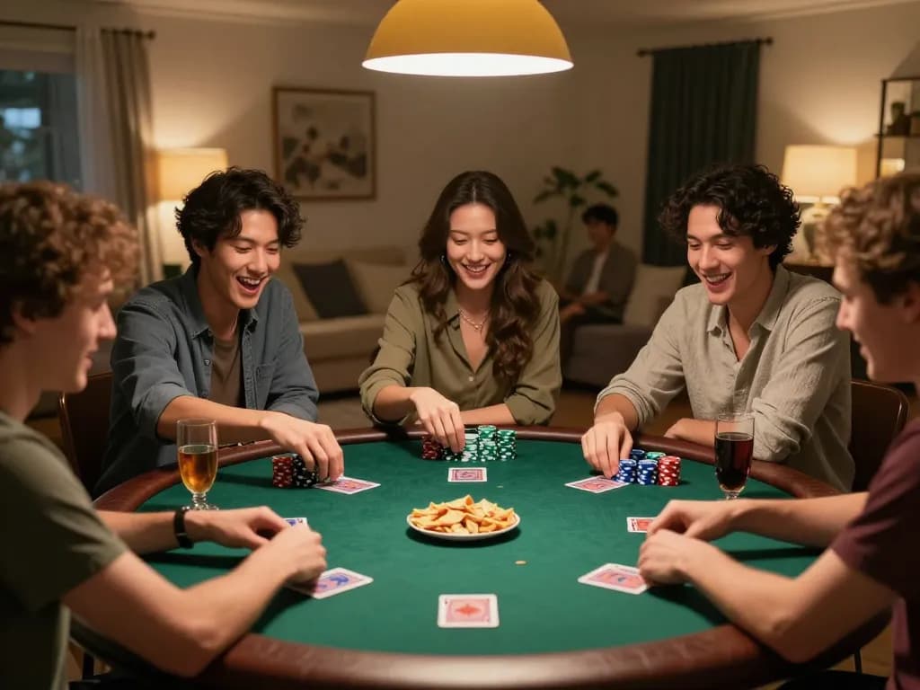 Players enjoying a poker night at home with open 88 strategy discussions and friendly competition.