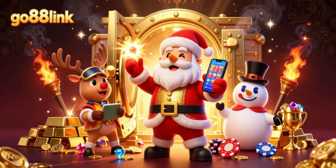 Experience the thrill of go88link with Santa and friends celebrating big wins in a vibrant casino