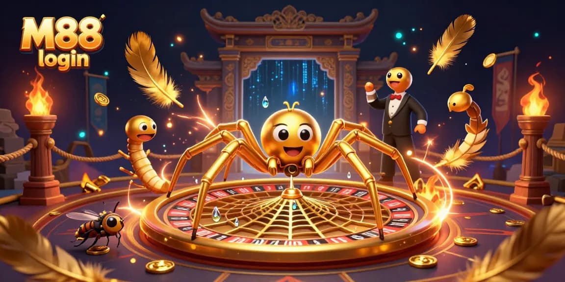 Engage with M88 login to spin the roulette web and win big in this vibrant casino scene.