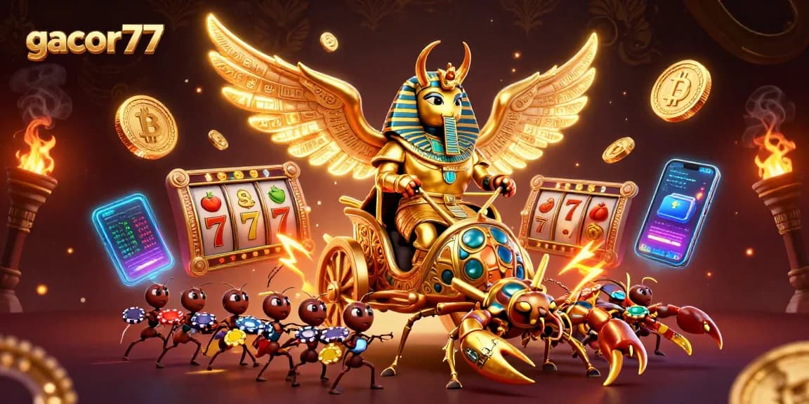 Gacor77 membawa keseruan bermain slot dengan karakter unik dan simbol jackpot yang berkilau.