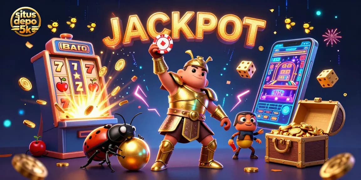 Experience thrilling wins at situs depo 5k: dynamic jackpot action illustrated in vibrant detail.