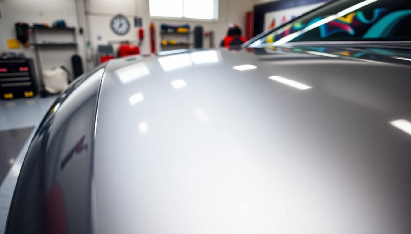 PPF Chattanooga enhancing vehicle's aesthetics with glossy finish in a professional setting
