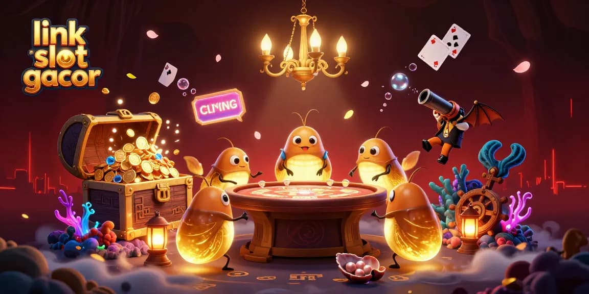 Link slot gacor menampilkan tim glowworm yang menerangi kasino gua dengan koin emas yang tumpah.