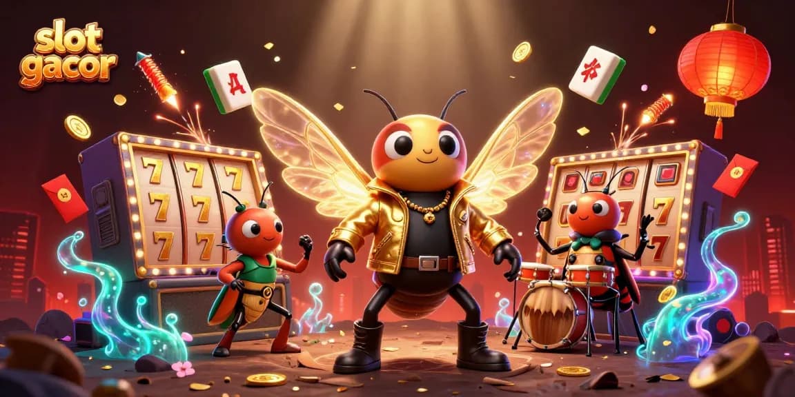 Experience thrilling slot gacor action with animated characters and vibrant casino elements in a dynamic scene.