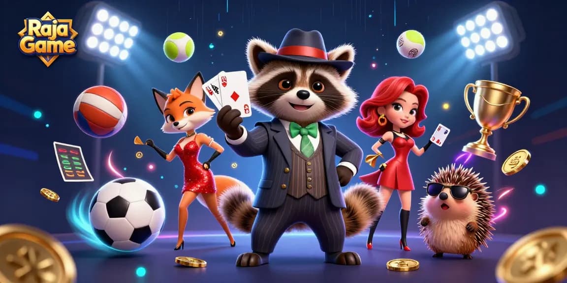 Raja Game offers thrilling lottery and casino games, featuring dynamic sports animations and vibrant characters.