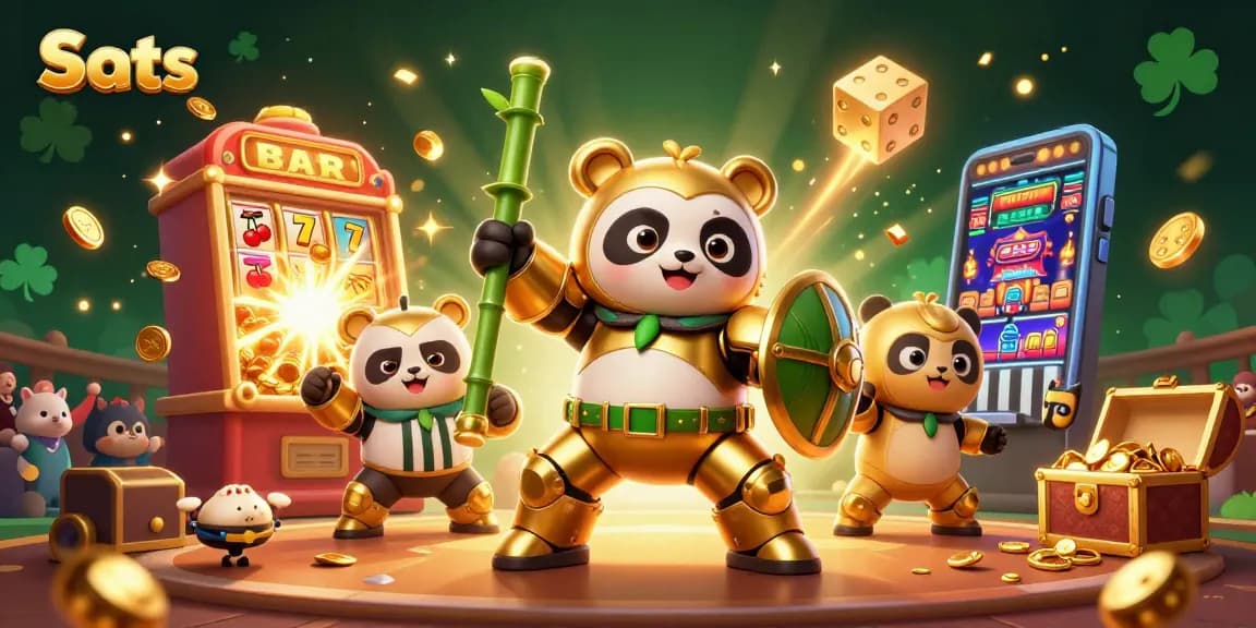 Slots bursting with excitement, showcasing a mech-suit panda in a dynamic casino atmosphere.