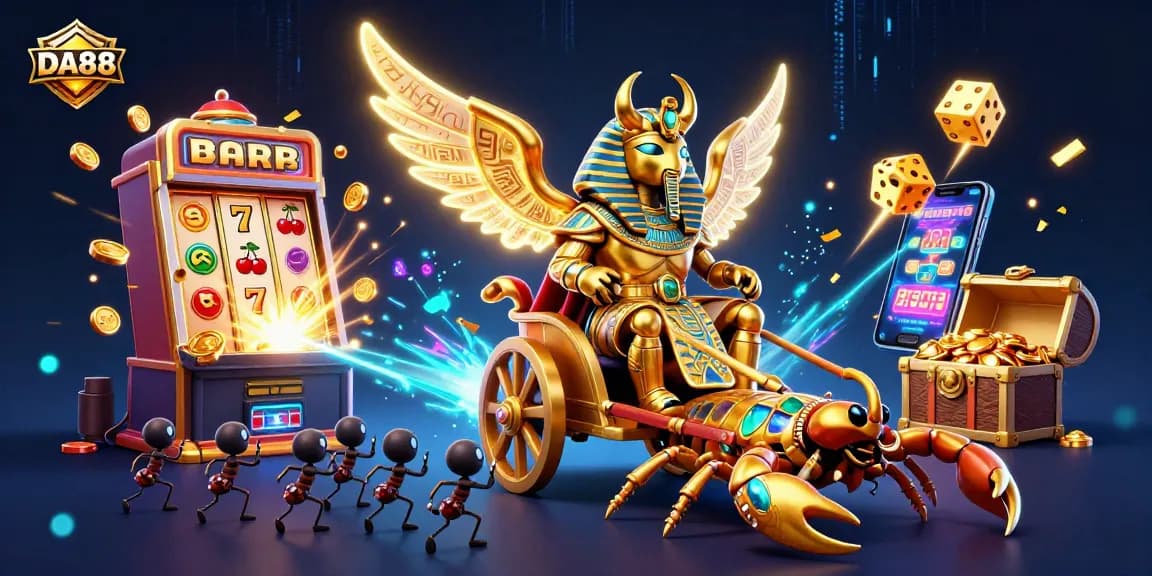 Experience DA88 excitement with a dynamic casino scene filled with gaming action and vibrant elements.
