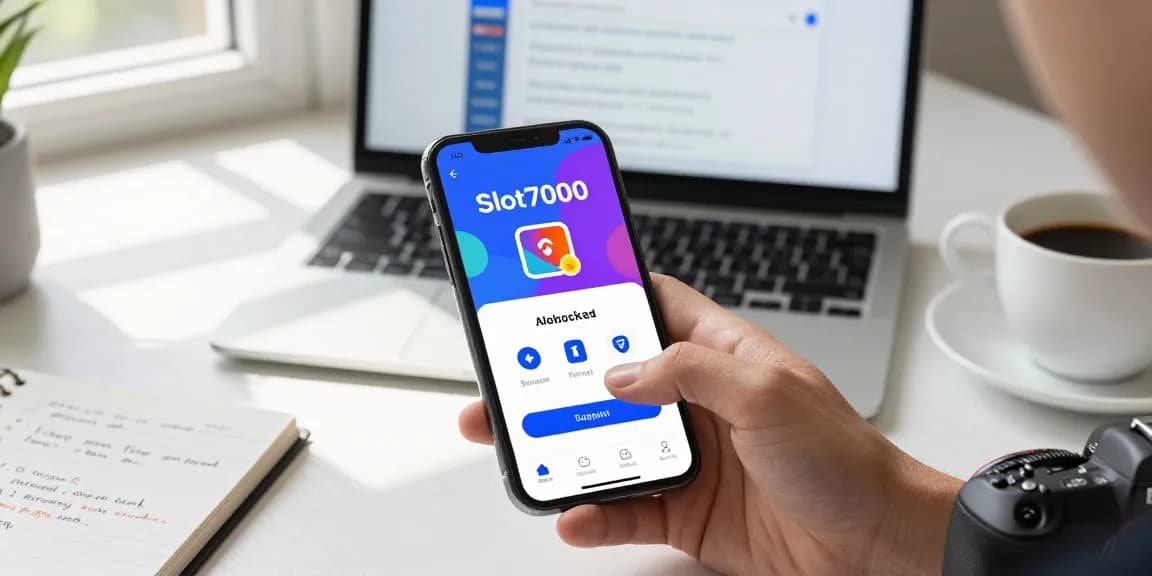 Slot7000 mobile app interface demonstrating easy access login features in a modern workspace.