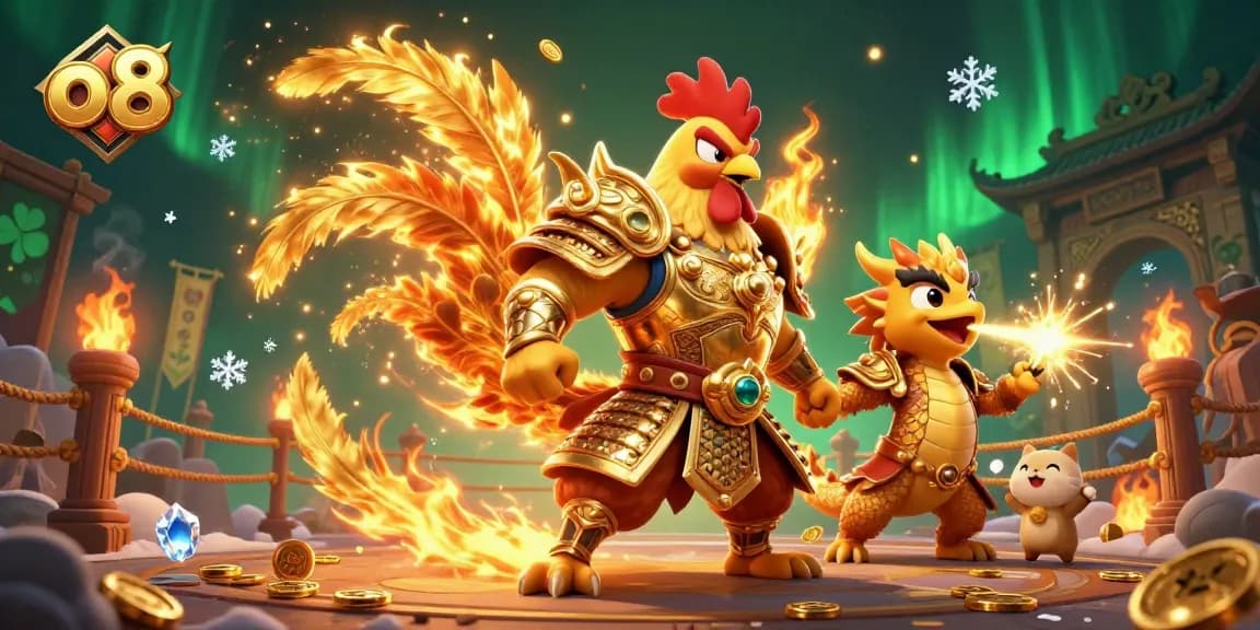 Join the thrilling action with o 8 as the rooster warrior battles alongside a fierce dragon hatchling!