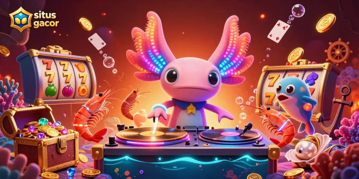 Play thrilling games at situs slot gacor with vibrant underwater characters and casino elements.