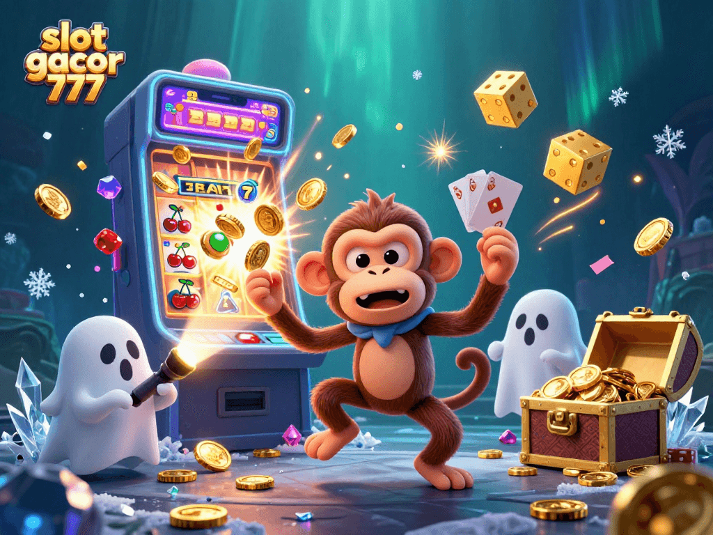 Engage with slot gacor 777 in this vibrant scene featuring coins and a jackpot explosion.