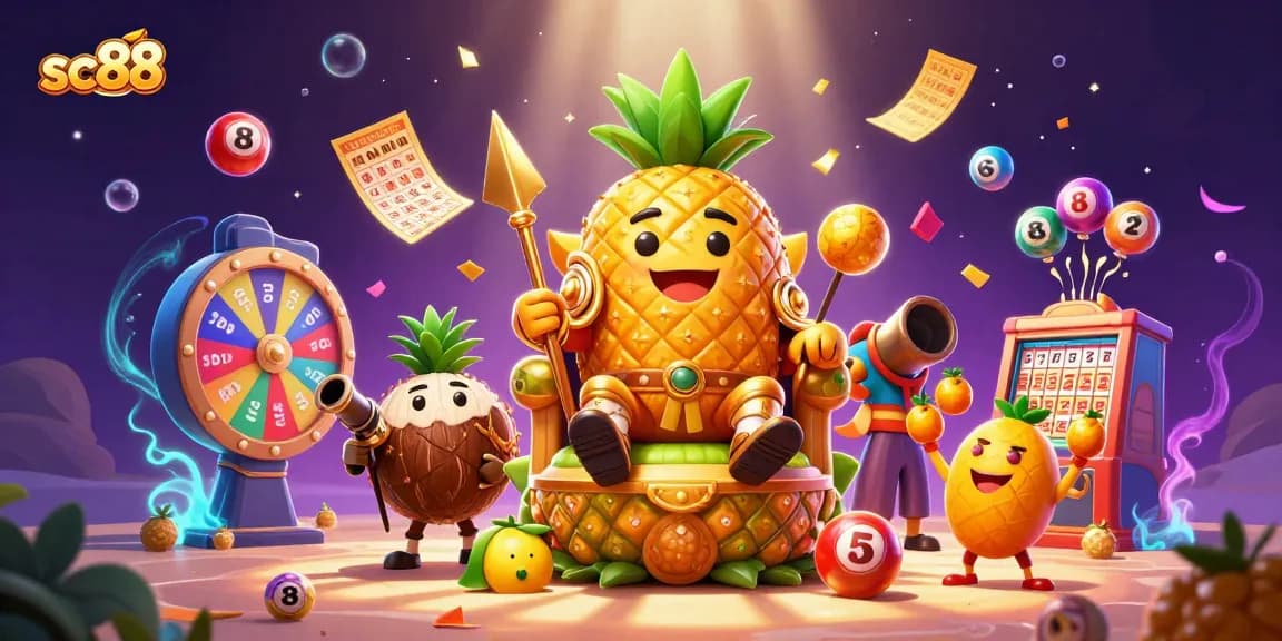 Bet on exciting games at sc88 with a dynamic scene of colorful lottery elements and a lush casino backdrop.