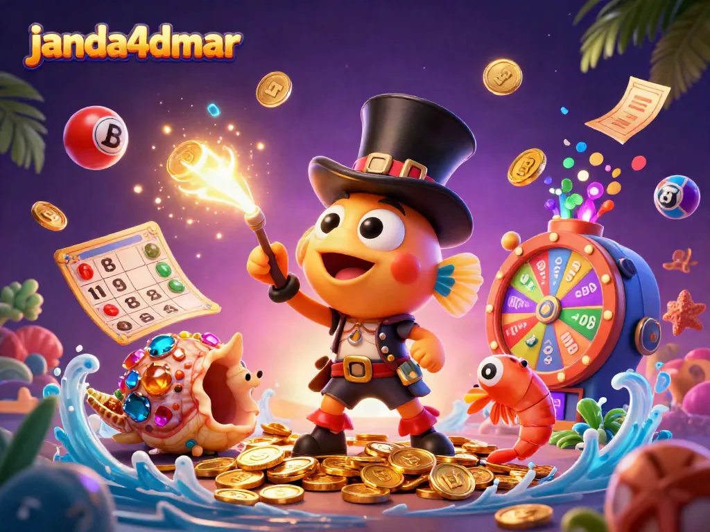 Memenangkan koin emas dengan janda4dmar dalam ilustrasi digital 3D yang menarik.