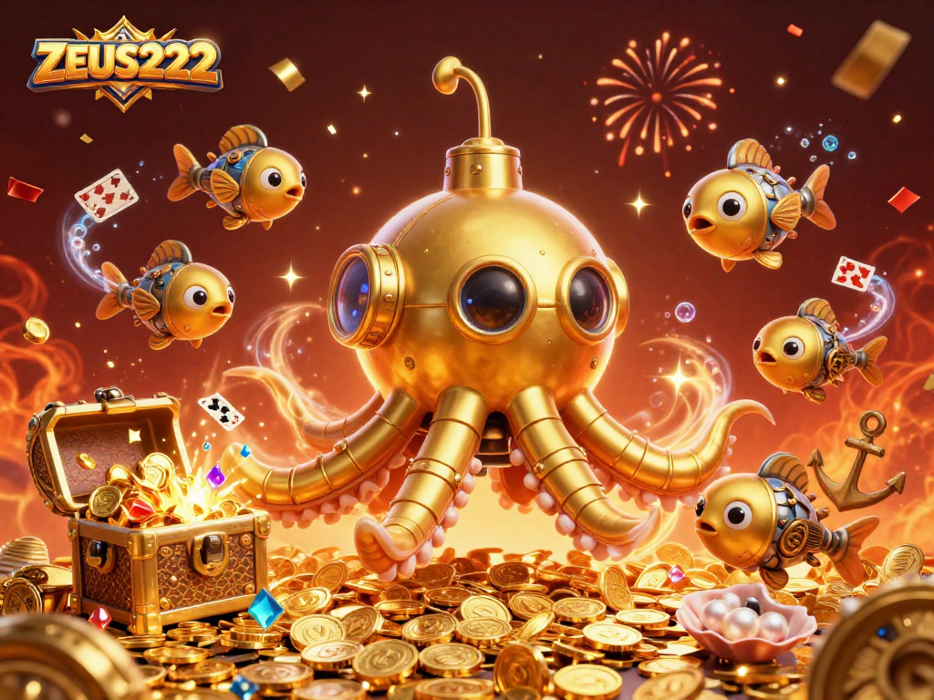 Engage with ZEUS222 online gaming experience through an exciting 3D illustration showcasing vibrant casino elements.