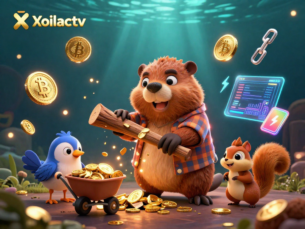 Xoilactv engages players in a vibrant 3D casino scene filled with gold coins and crypto elements.