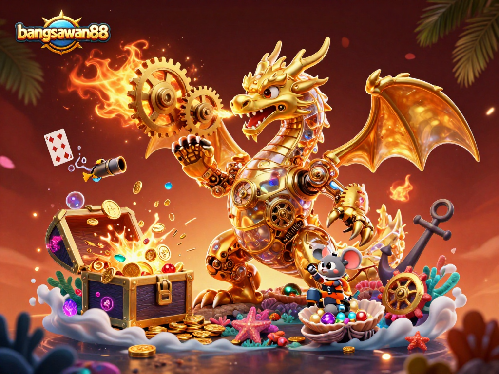 Experience the excitement of bangsawan88 with a vibrant 3D casino scene full of thrilling gaming elements.