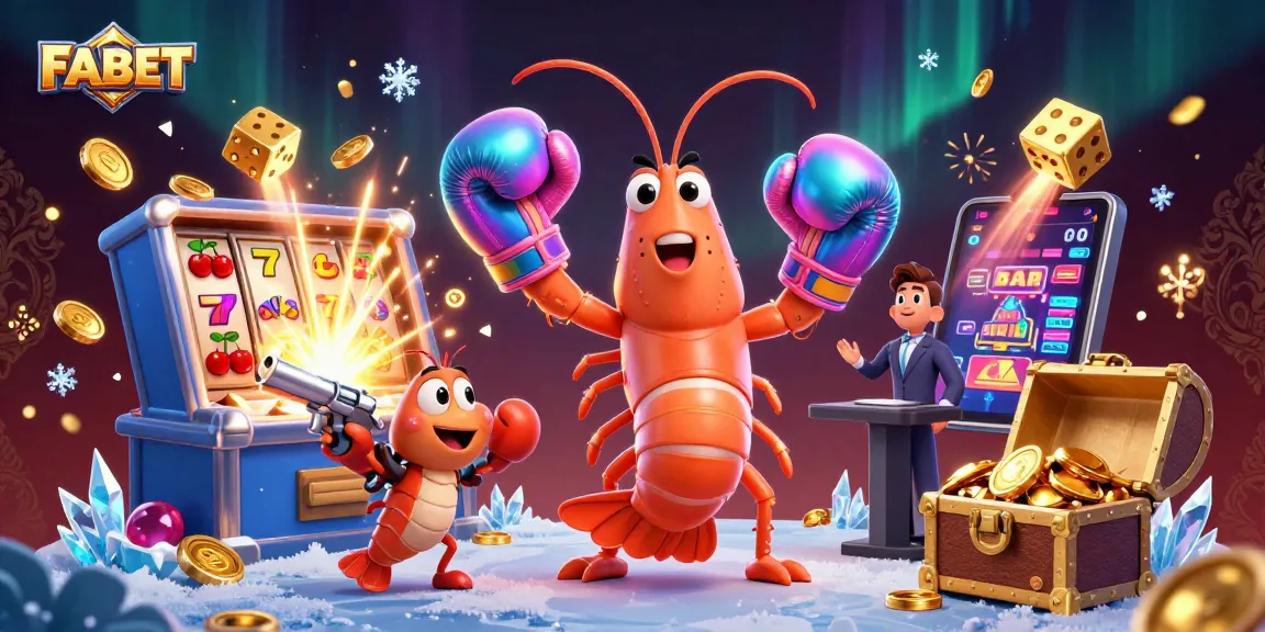 Experience FABET's vibrant casino atmosphere with thrilling wins and dynamic action in a colorful 3D illustration.
