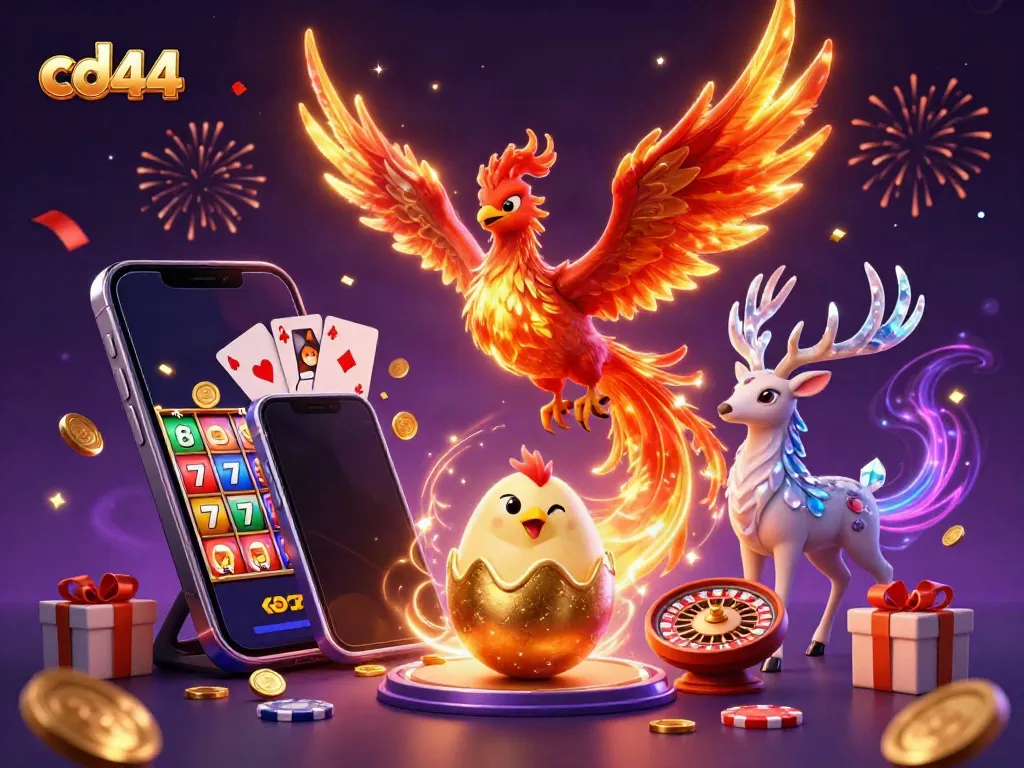 Experience thrilling gameplay with cd44 as golden phoenixes soar and jackpots await in a vibrant casino.