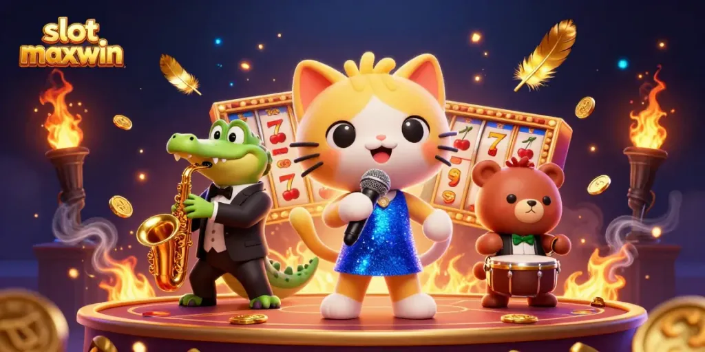 Experience the excitement of slot maxwin with vibrant characters and dynamic casino elements.