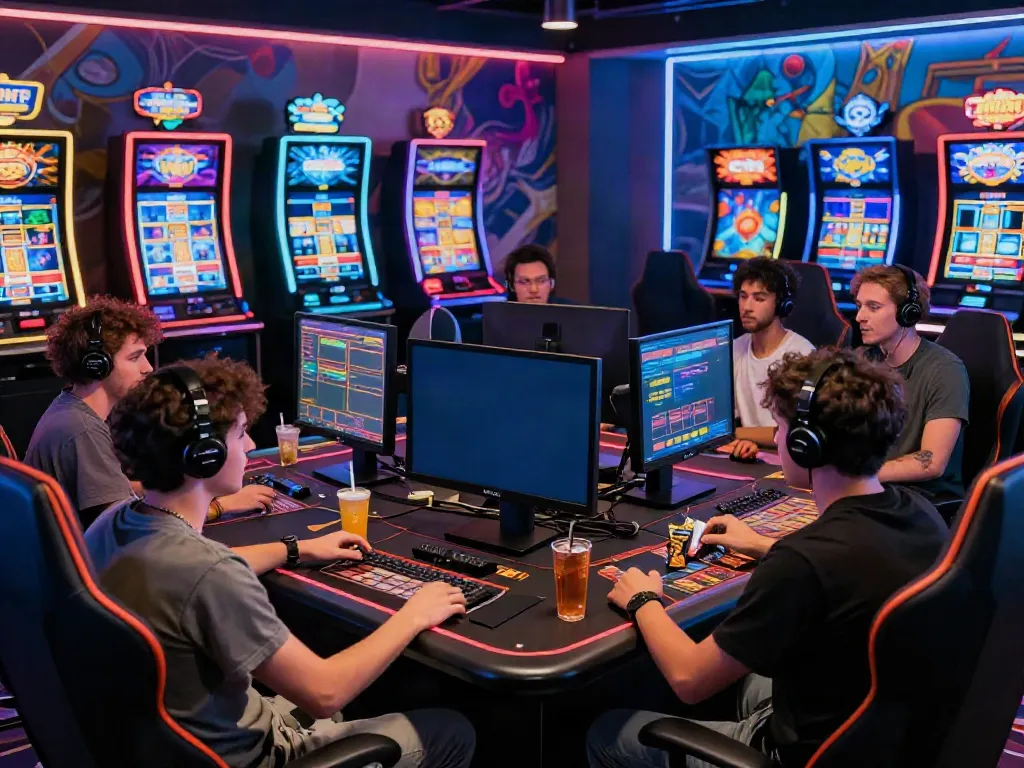 Akujp online gaming scene with friends engaging in vibrant virtual casino activities.