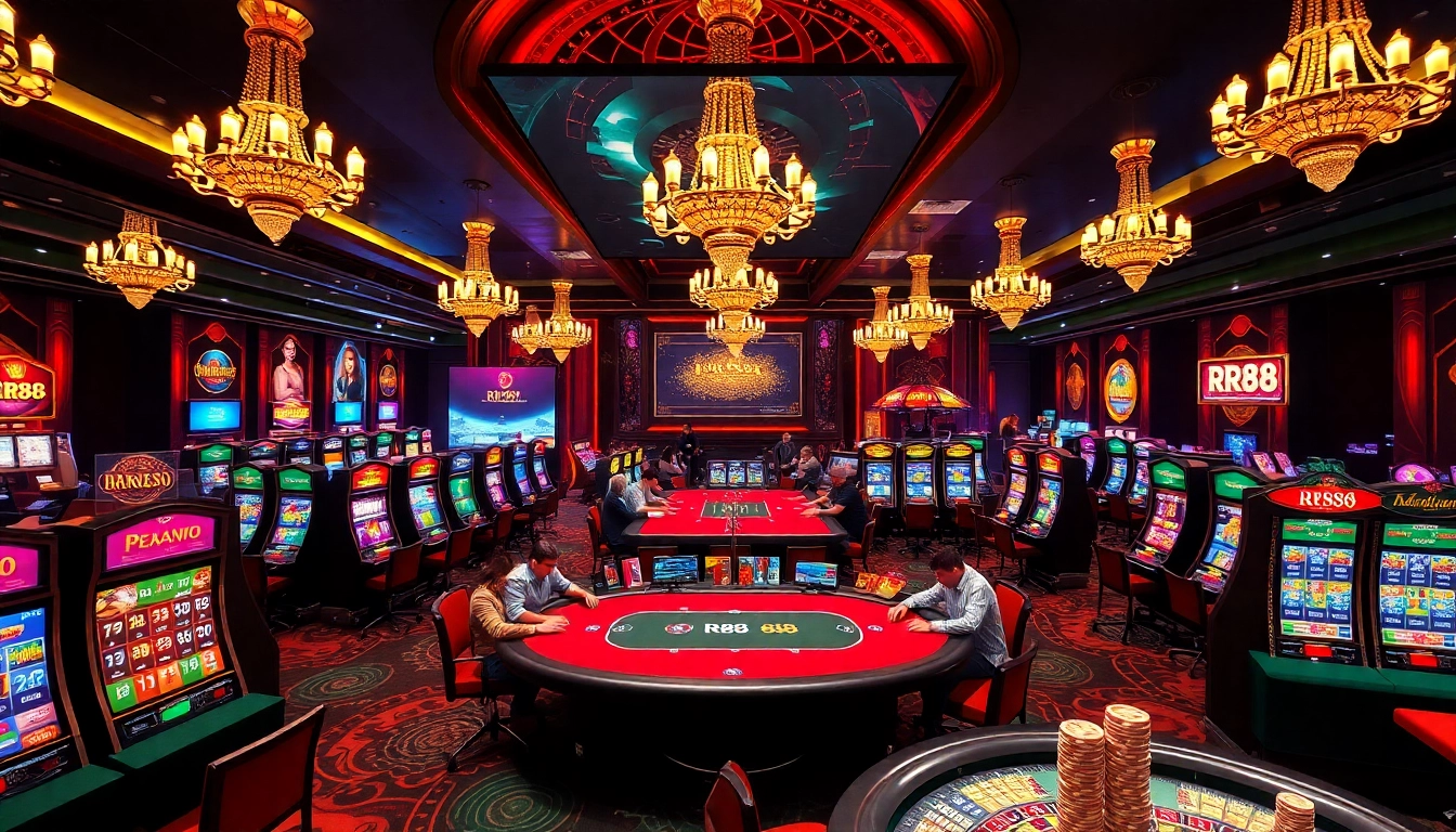 Players strategizing in a high-stakes poker game at RR88 casino.