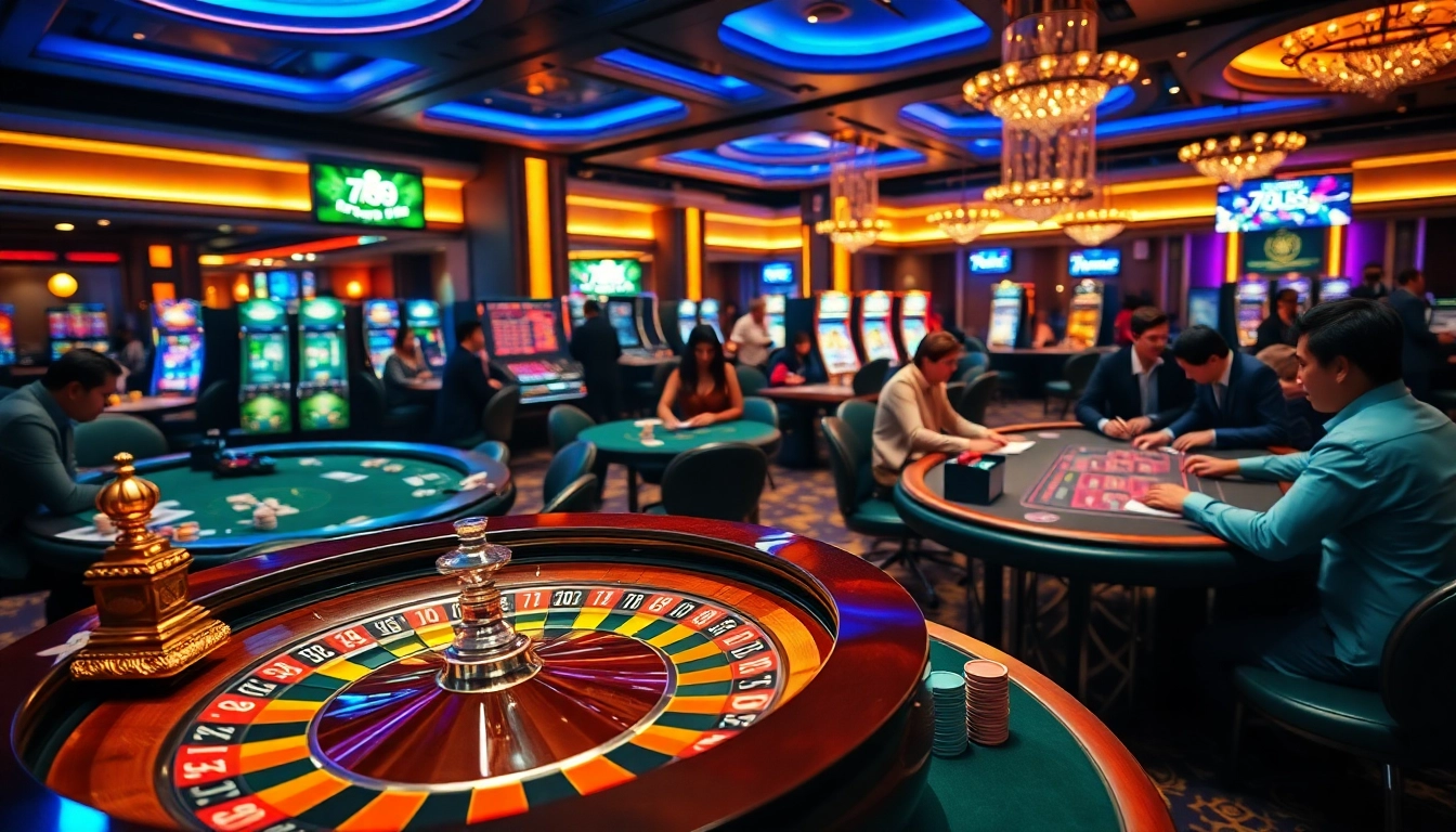Players enjoying table games at 789club, surrounded by poker chips and excitement.