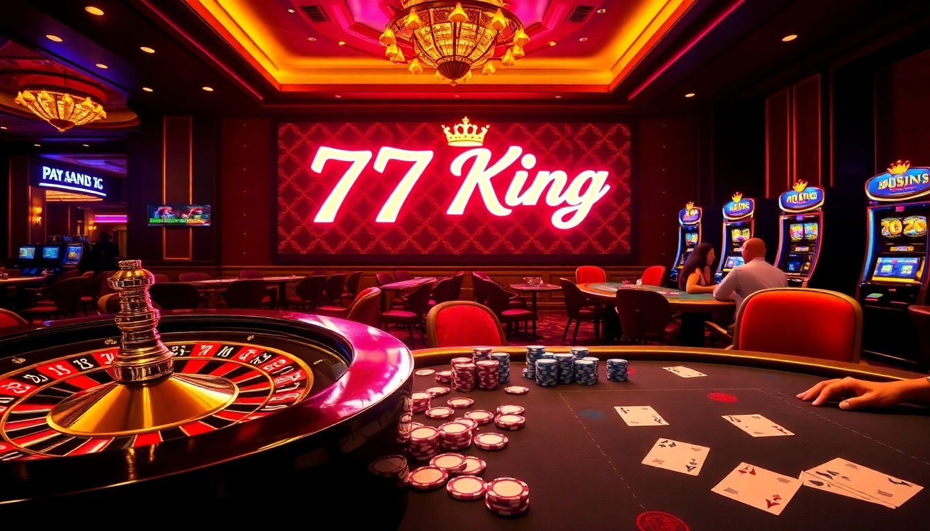 Experience the thrill of gambling with "79 King" at a luxurious casino featuring poker tables and roulette wheels.