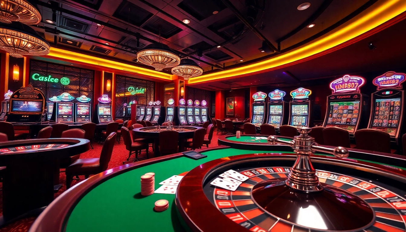Experience the thrill of mm88 gaming with vibrant casino tables, slot machines, and poker chips.