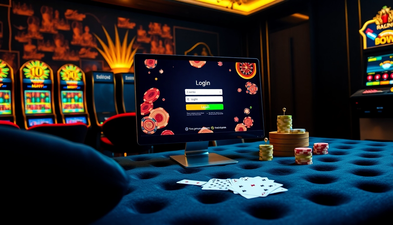 Engage with login rajatoto88 on this luxurious online casino platform featuring vibrant slot machines and poker elements.